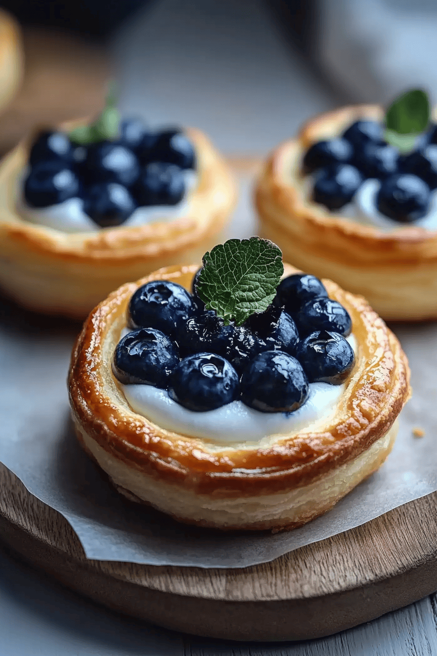 Blueberry Pastry Rings with Vanilla Cream Filling