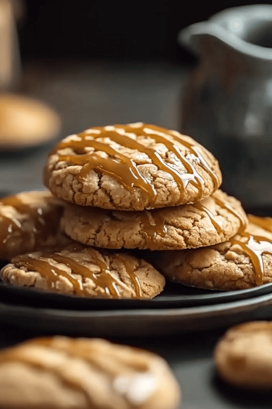 Caramel Drizzled Apple Cinnamon Cookies