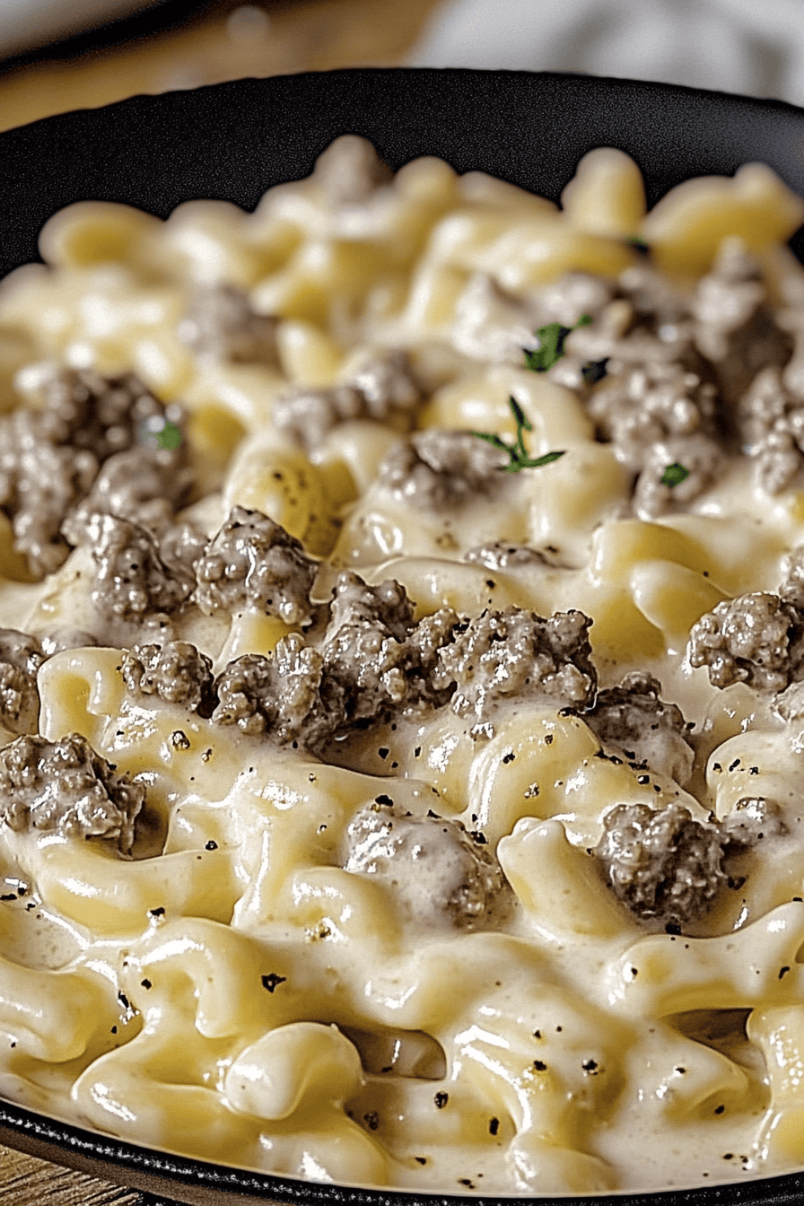 Ground Beef Alfredo Pasta