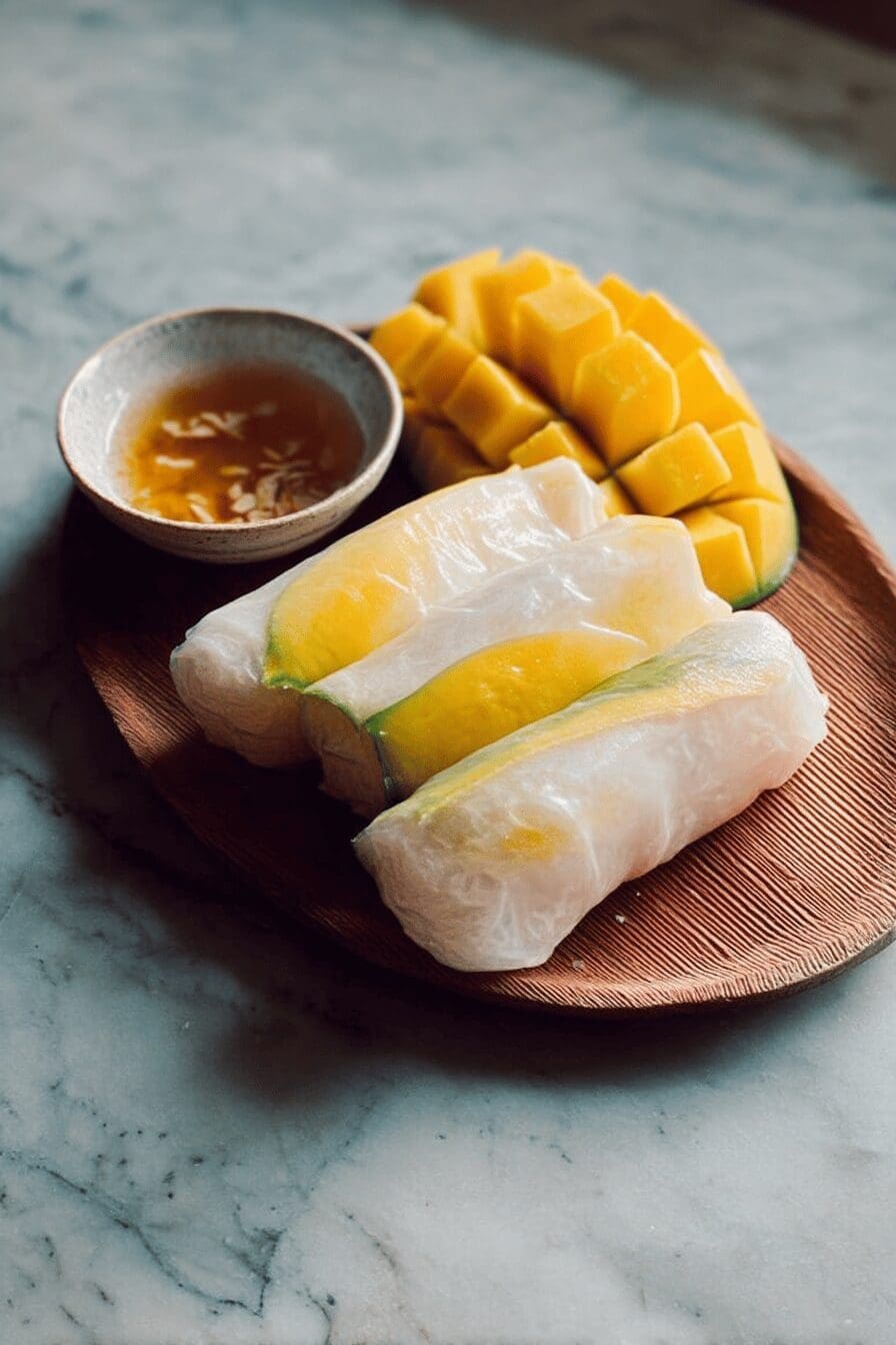 mango sticky rice rolls