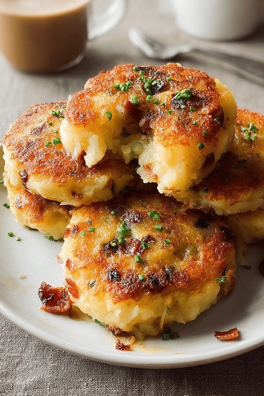 mashed potato cheese bacon cakes