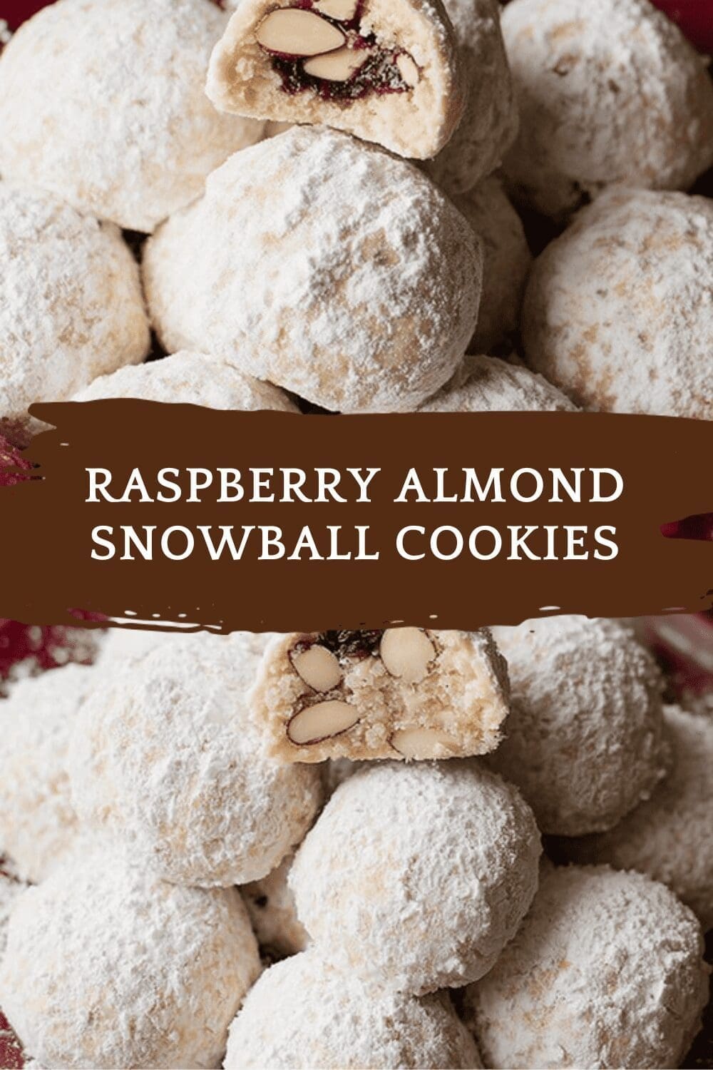 Raspberry Almond Snowball Cookies