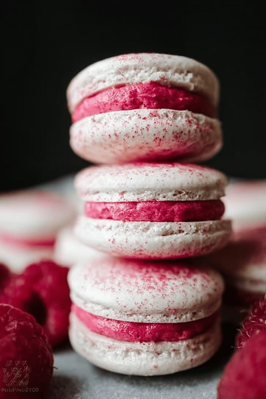 Raspberry Macarons
