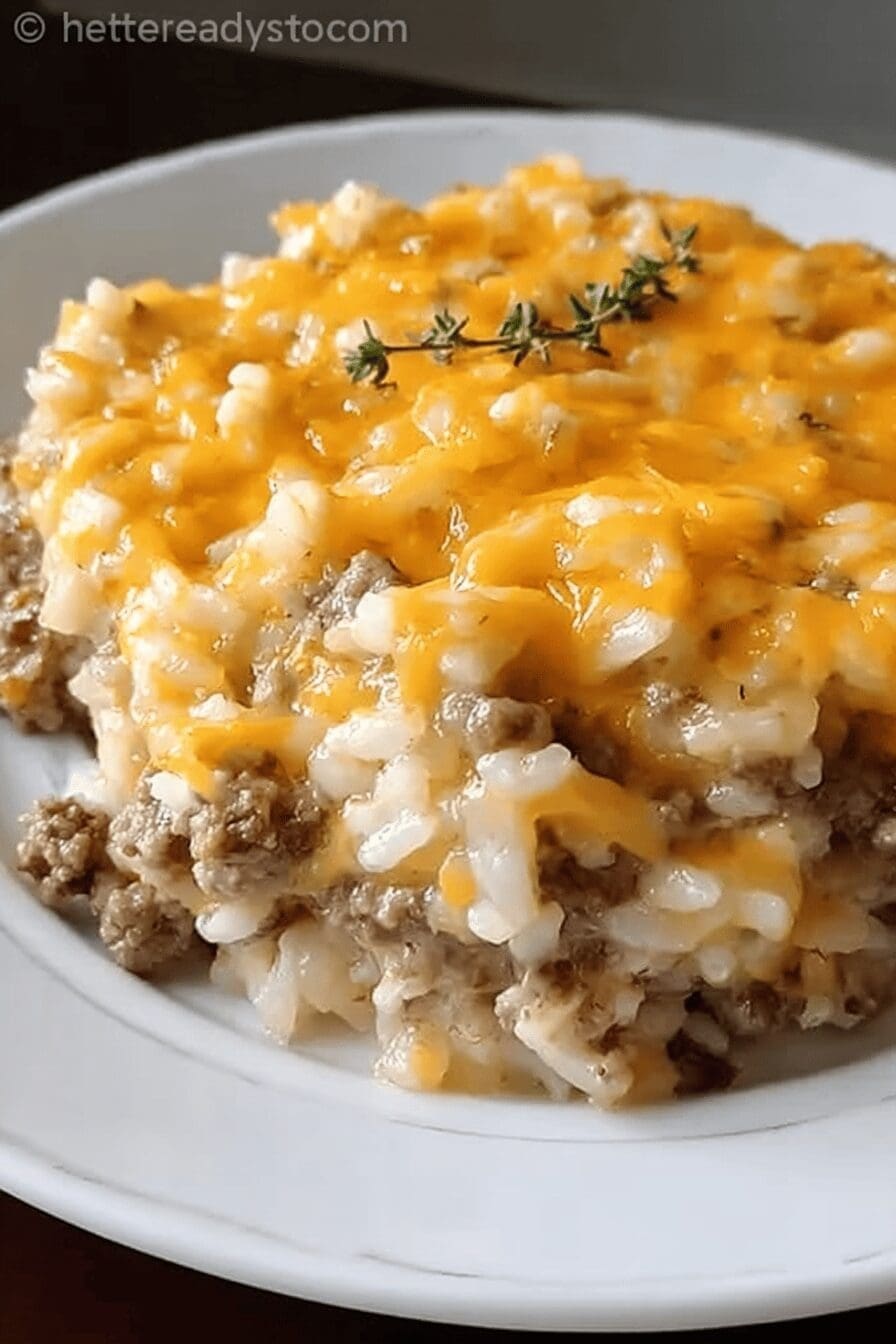 Cheesy Hamburger Rice Casserole