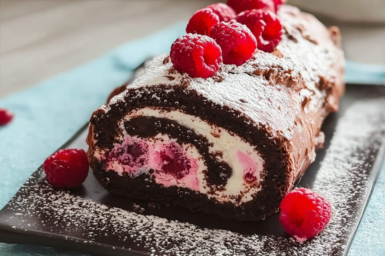 Chocolate Raspberry Cake Roll