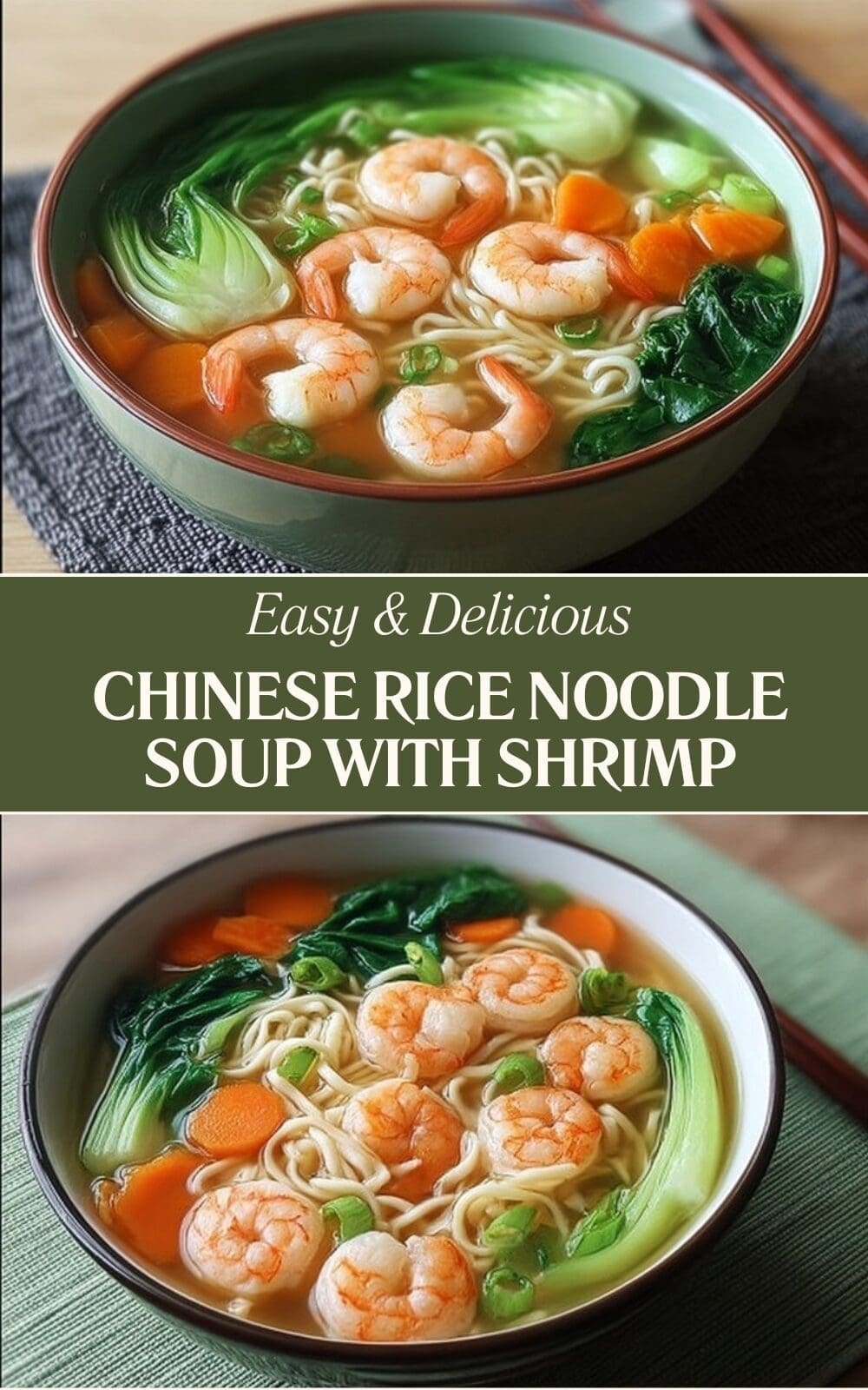 Chinese Rice Noodle Soup With Shrimp