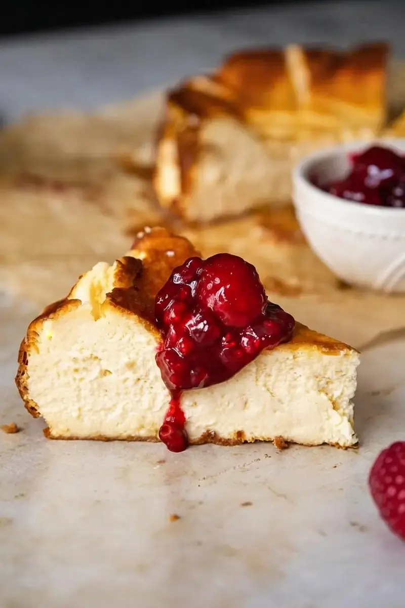 Burnt Basque Cheesecake With Raspberry Compote, Raspberry Compote