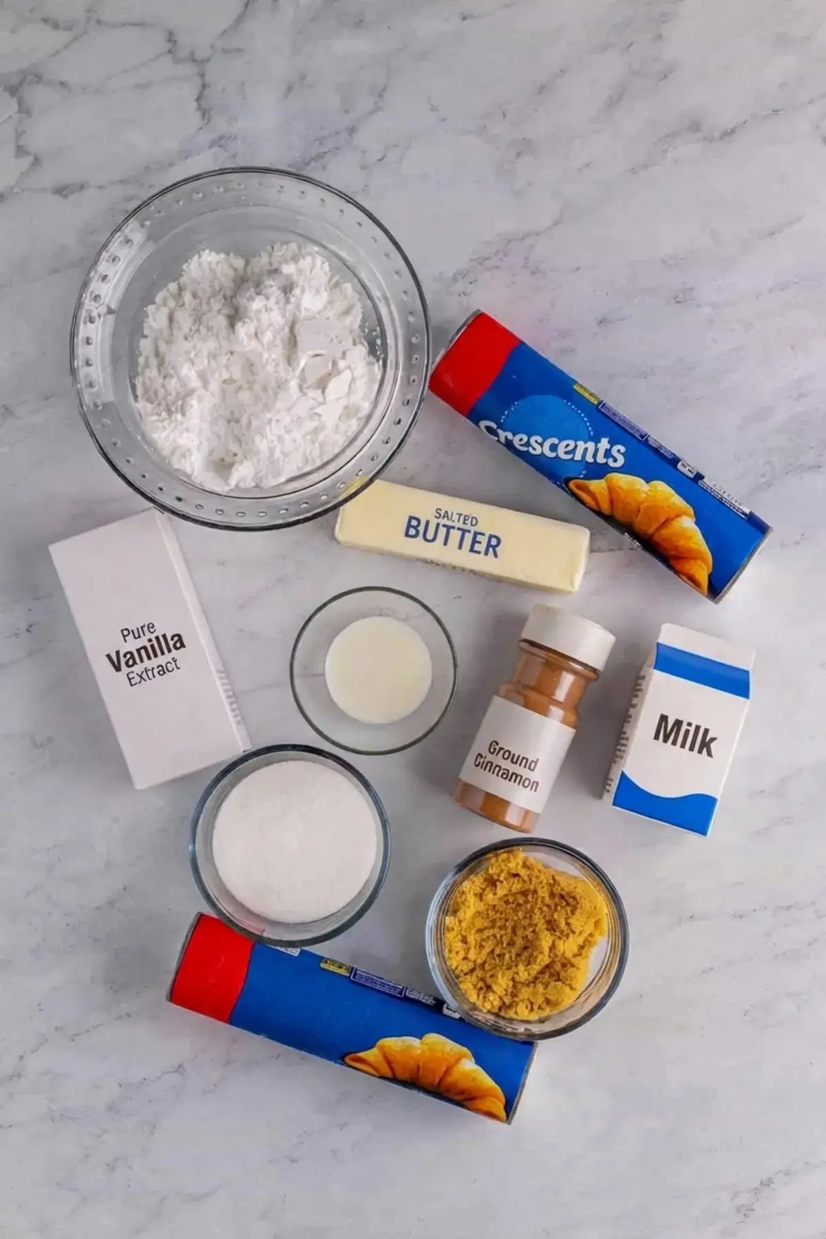 Cinnamon Crescent Rolls, Ingredients needed (full recipe at bottom)