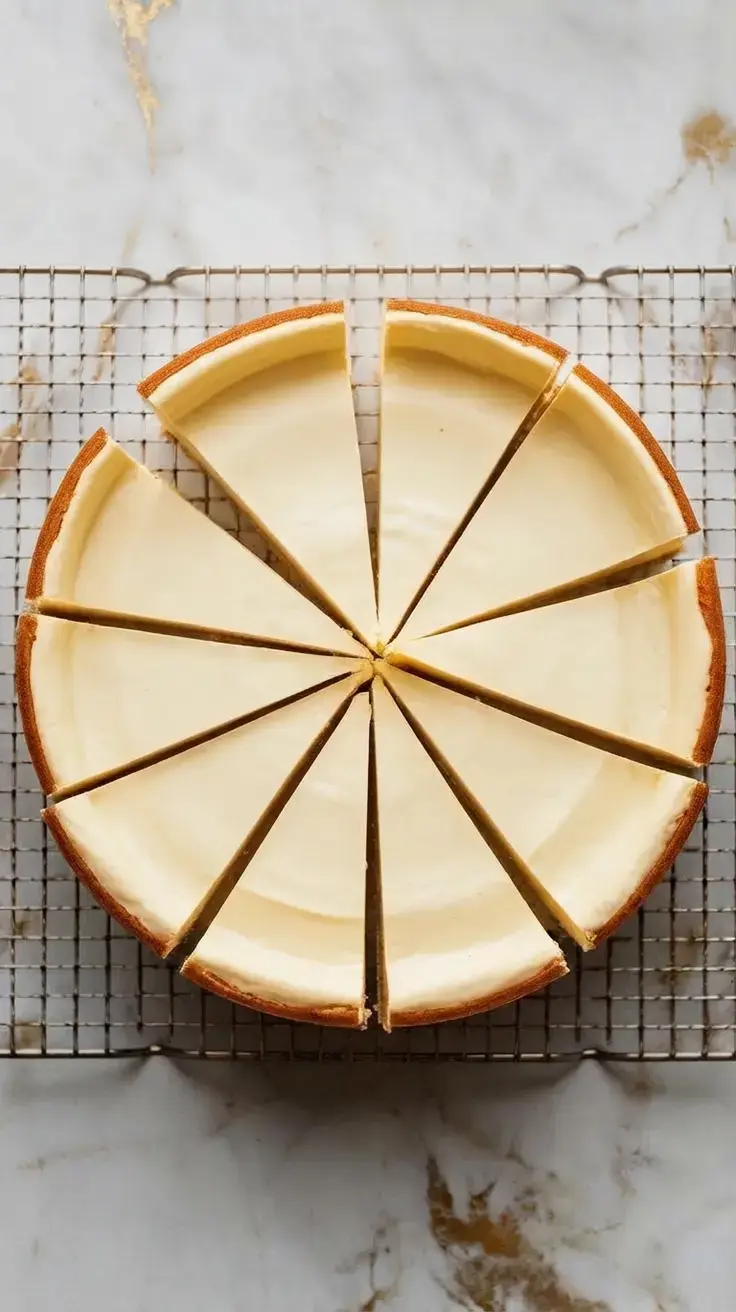 Chilling the baked cheesecake in the refrigerator
